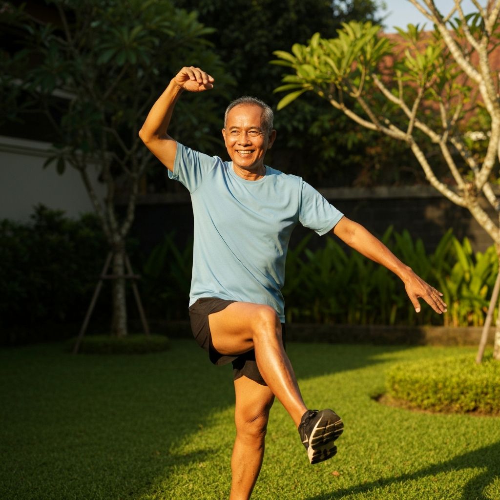 Pria aktif melakukan latihan